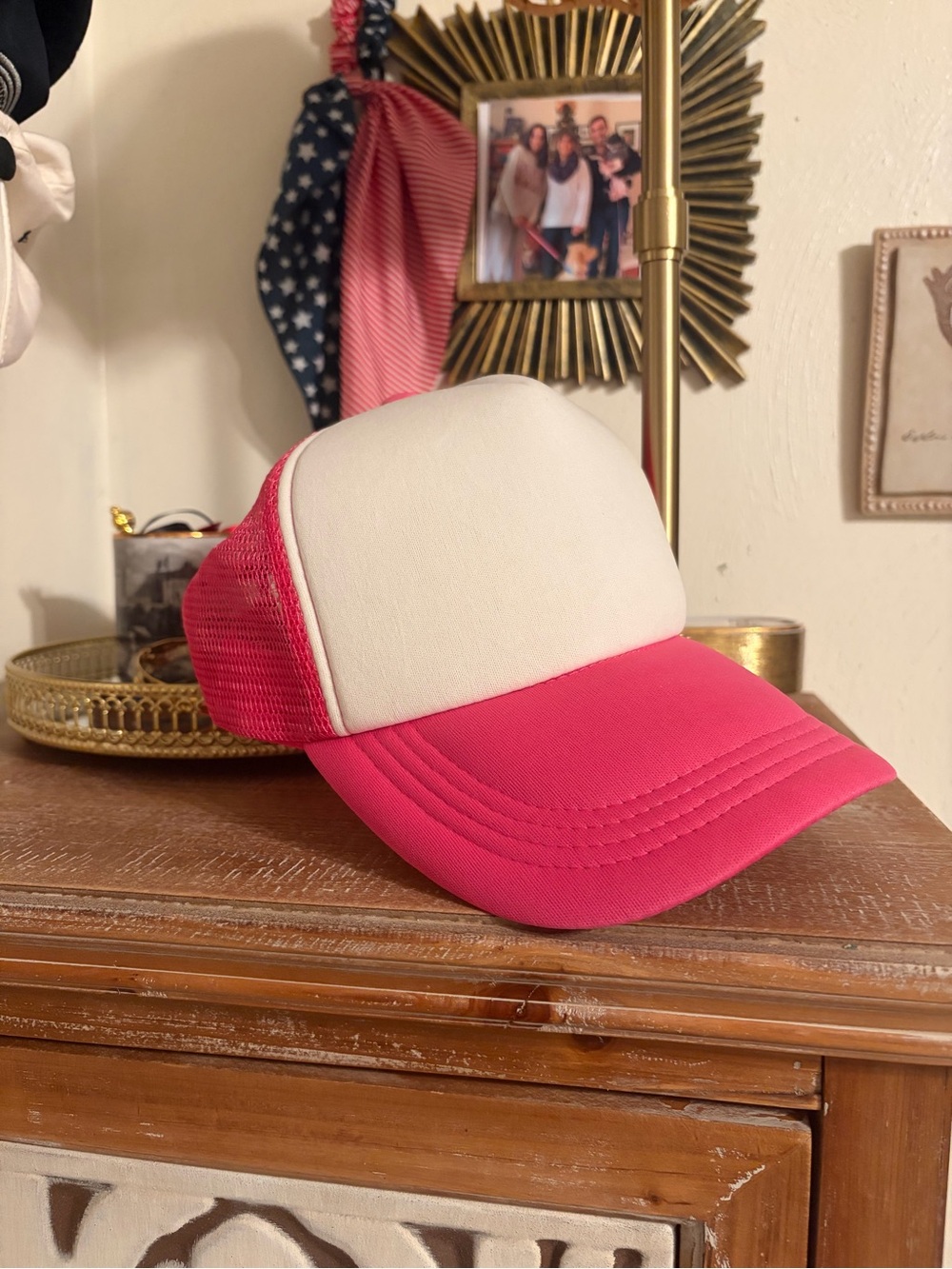 Pink and White Trucker Hat